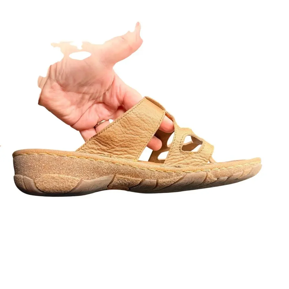 Born Leather Toe Ring Slide Sandals Women’s 11 Brown Comfort Boho